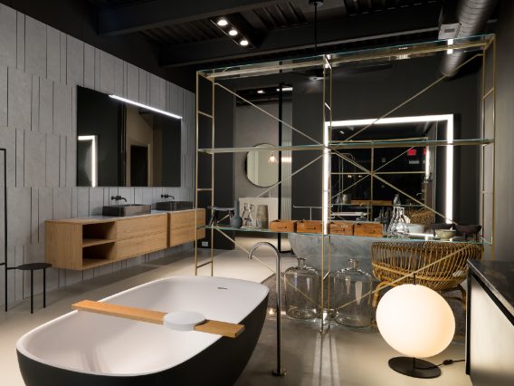 Boffi Showroom Miami bathroom with vanity and tub