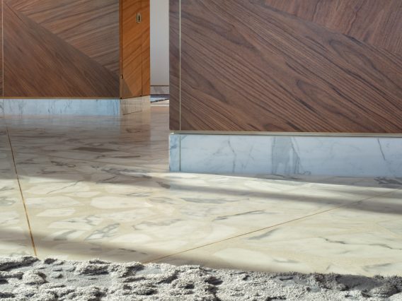Carillon Miami marble floor and custom wood wall detail