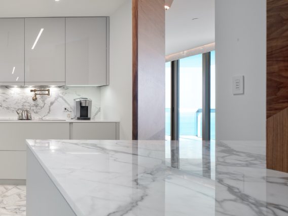 Carillon Miami residence kitchen marble counter detail