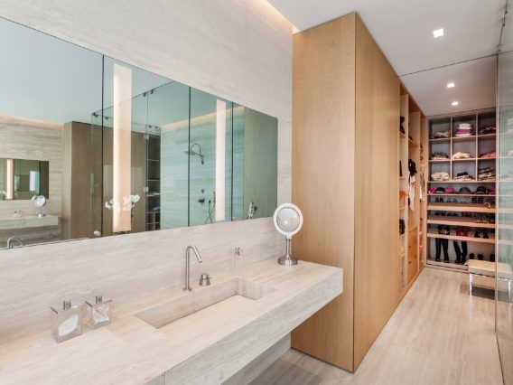 Continuum Miami Private PH Residence marble vanity and walk-in closet