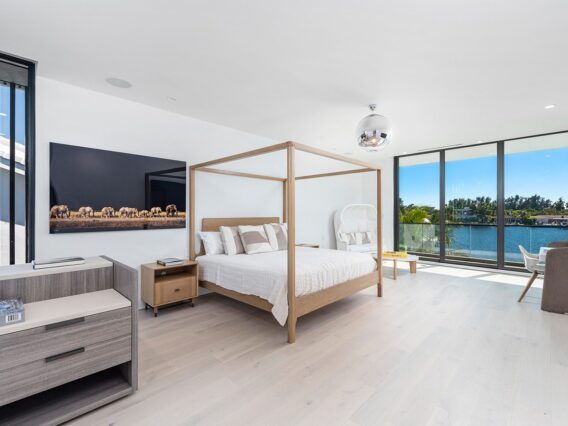 Villa Nova residence spacious modern bedroom with water view