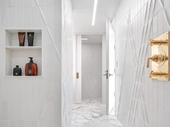 Carillon Miami residence ceramic bathroom view from shower