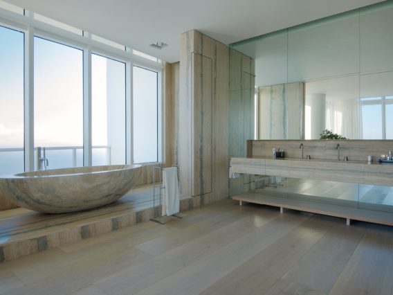 Continuum PH Miami residence marble bathtub with ocean view