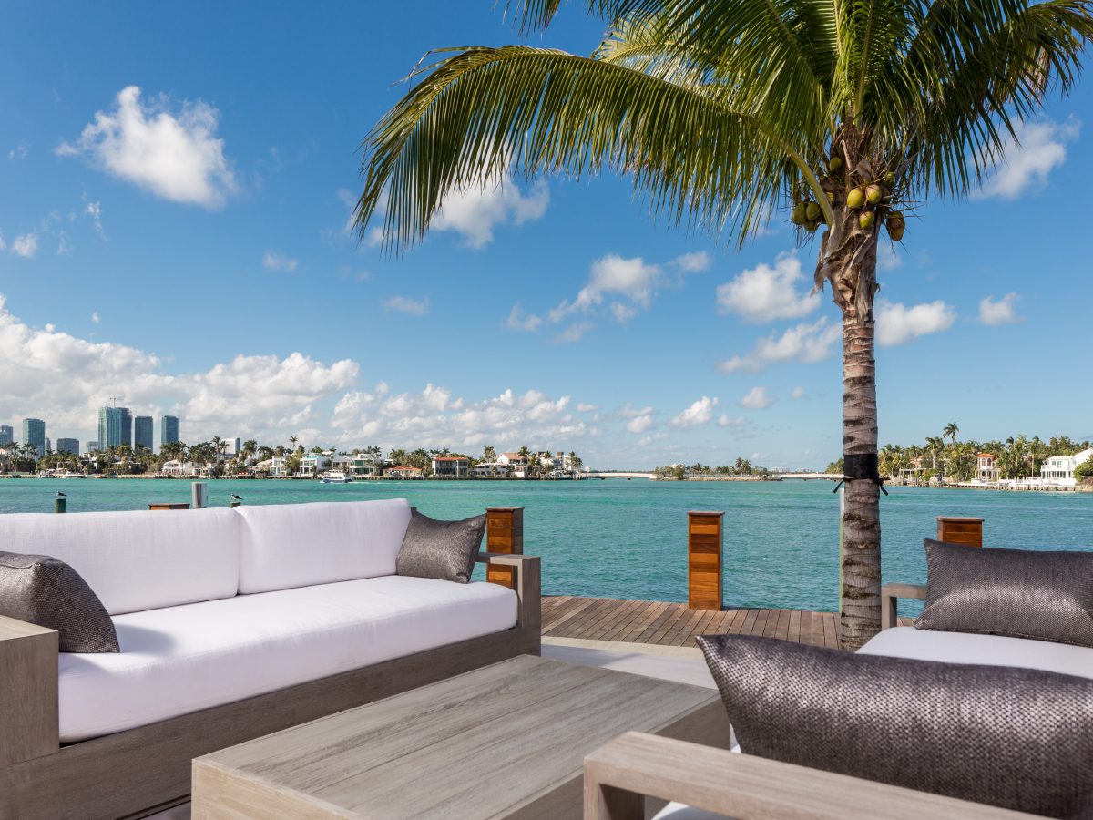 Hibiscus Island Miami residence open-air, waterside patio